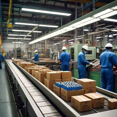 products_going_on_conveyor_belt_in_manufacturing products_going_on_conveyor_belt_in_manufacturing